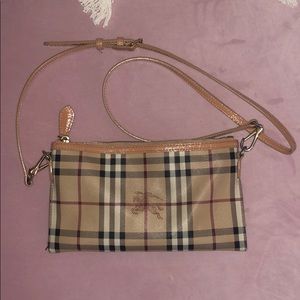 Burberry classic print side bag with pink details